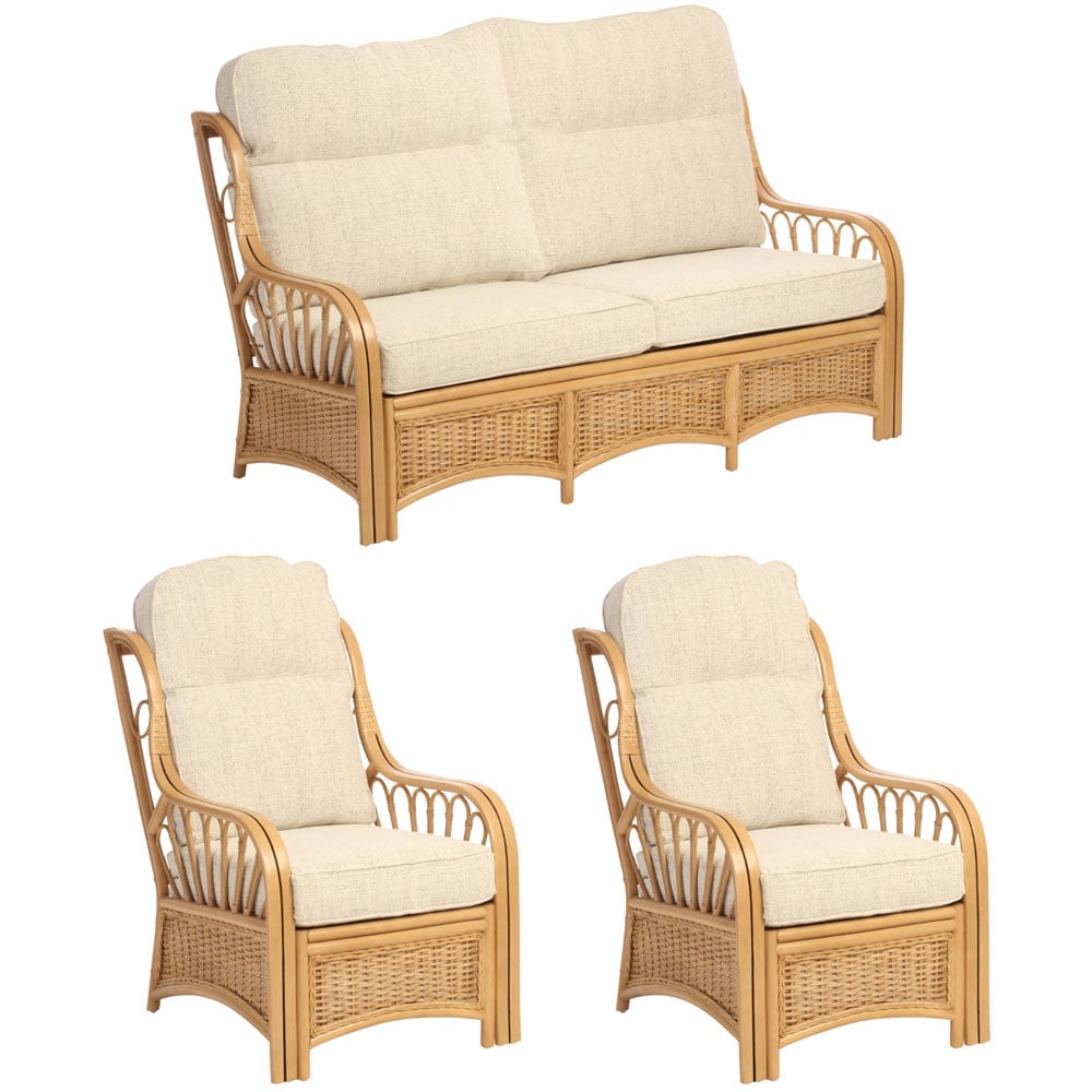 Desser Furniture Vale 3 Seater Light Oak Athena Plain Suite Image 2