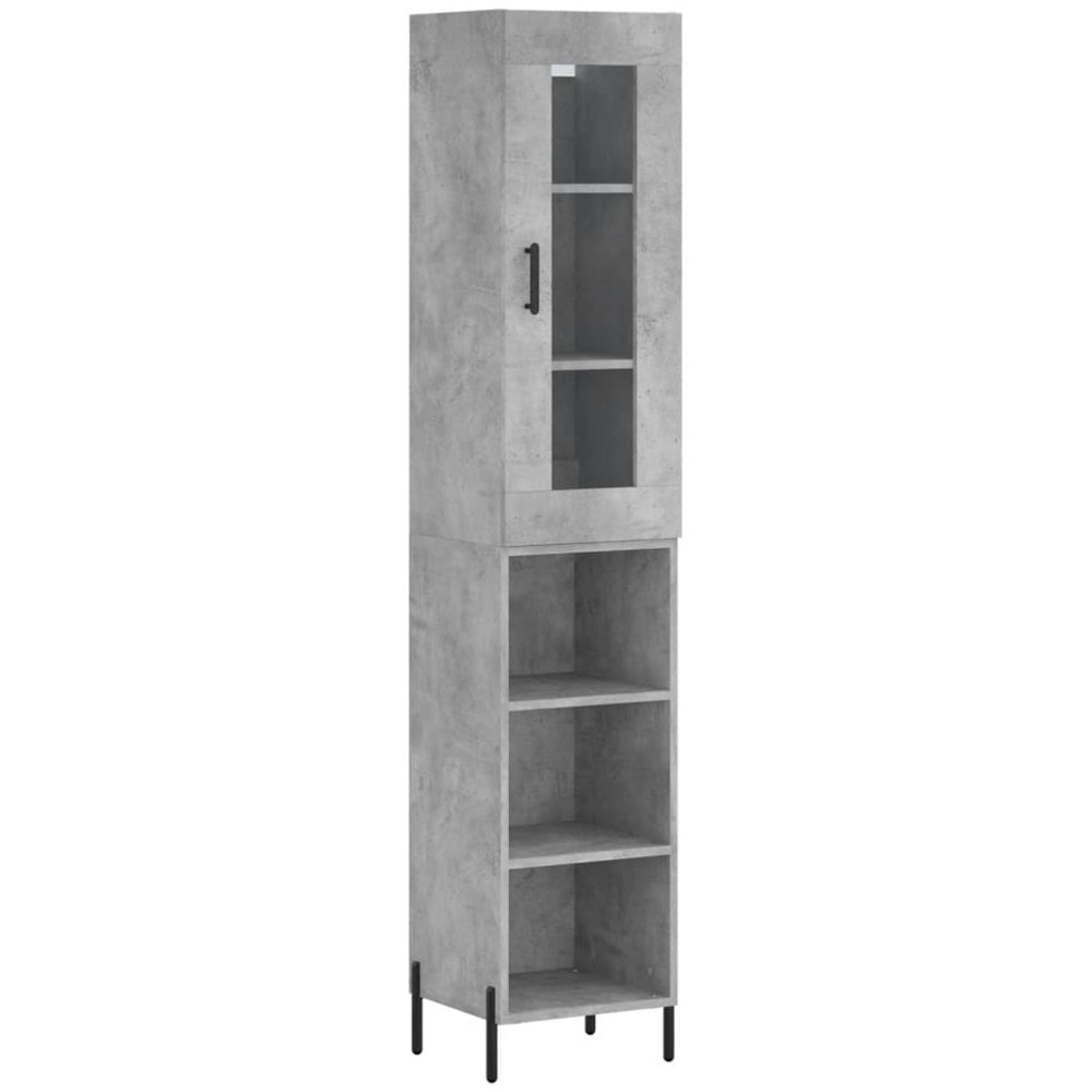 vidaXL Single Glass Door 3 Shelf Concrete Grey Highboard Image 2