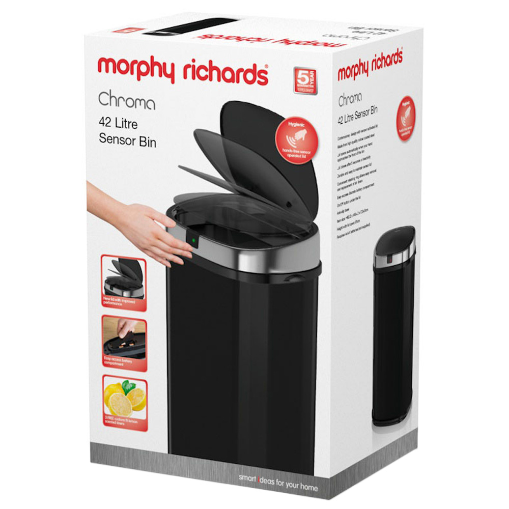 Morphy Richards Black Chroma Sensor Bin 42L Image 7