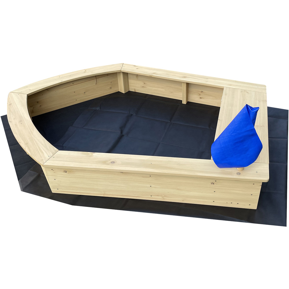 Liberty House Toys Kids Boat Sandpit with Seating and Cover Image 2