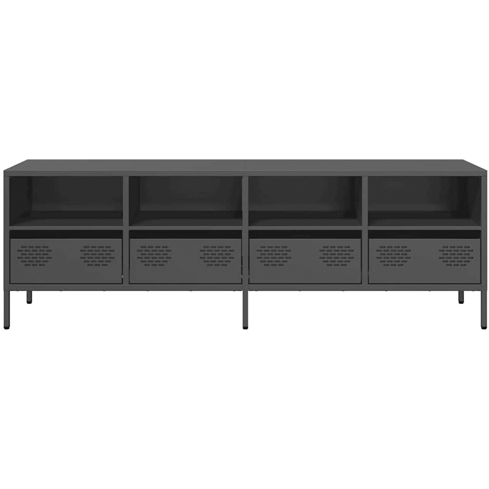 vidaXL 4 Drawer 4 Shelf Black Steel Industrial Style TV Cabinet Image 3