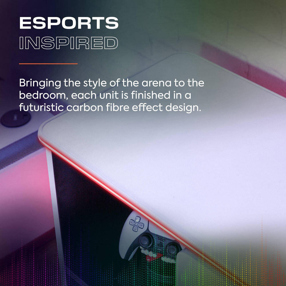 X Rocker Carbon-Tek 3 Drawer 2 Shelf White Chest of Drawers with Neo Fibre LED Light Image 3