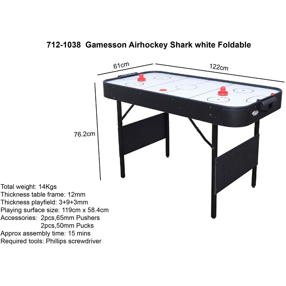 Gamesson Shark 4ft White Foldable Air Hockey Table Image 5