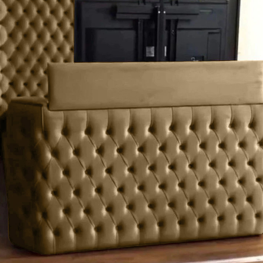 Eleganza Home Elisa Double Beige Plush Velvet TV Bed Frame with Curved Headboard Image 3