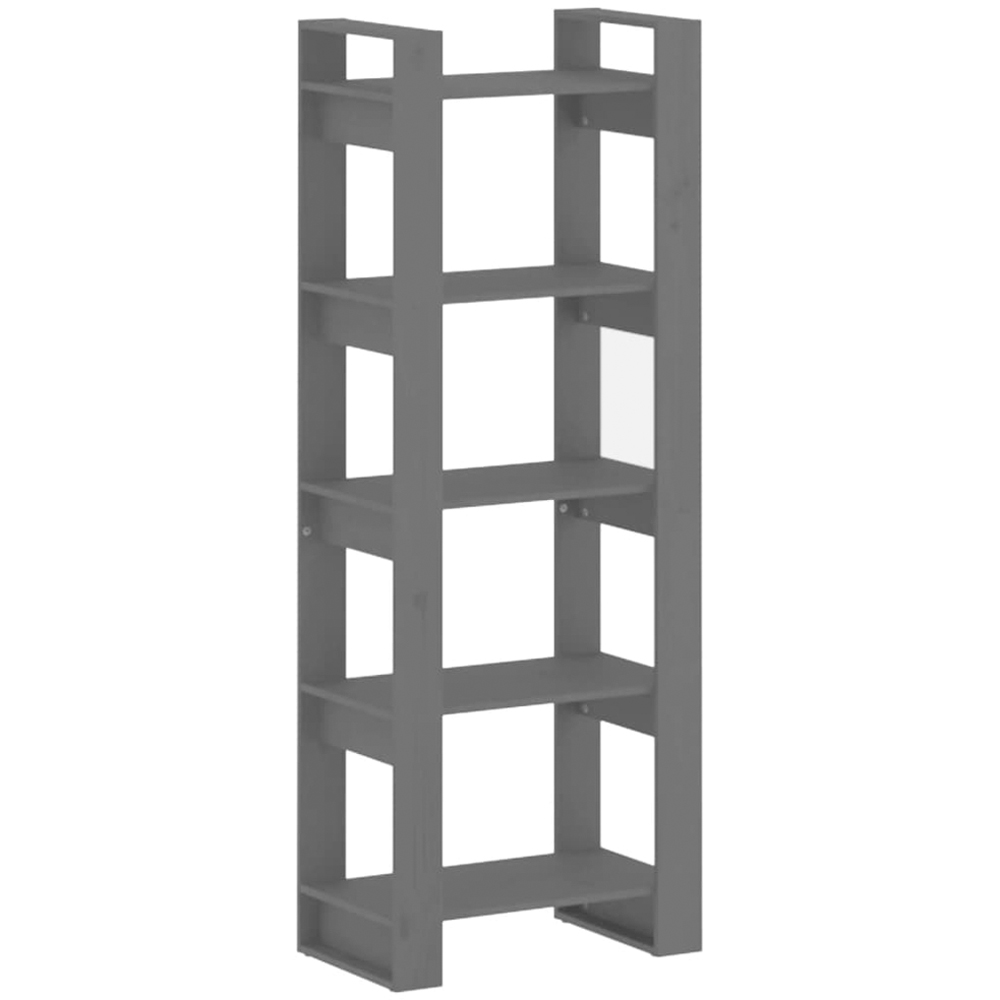 vidaXL 5 Shelf Grey Solid Wood Bookcase Image 2