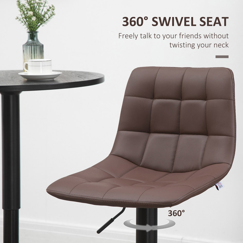 Portland Brown Quilted Pattern Adjustable Bar Stool Set of 2 Image 4