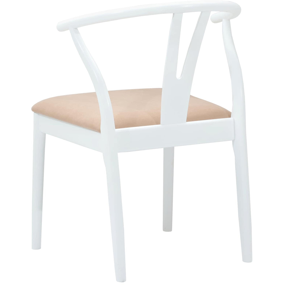 vidaXL Set of 2 White and Brown Rubberwood Curved Vintage Dining Chairs Image 4