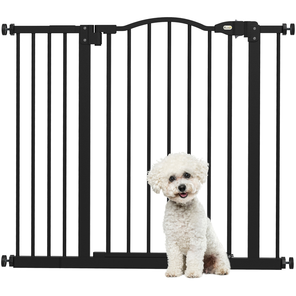 PawHut Black 74-94cm Adjustable Metal Pet Safety Gate Image 3