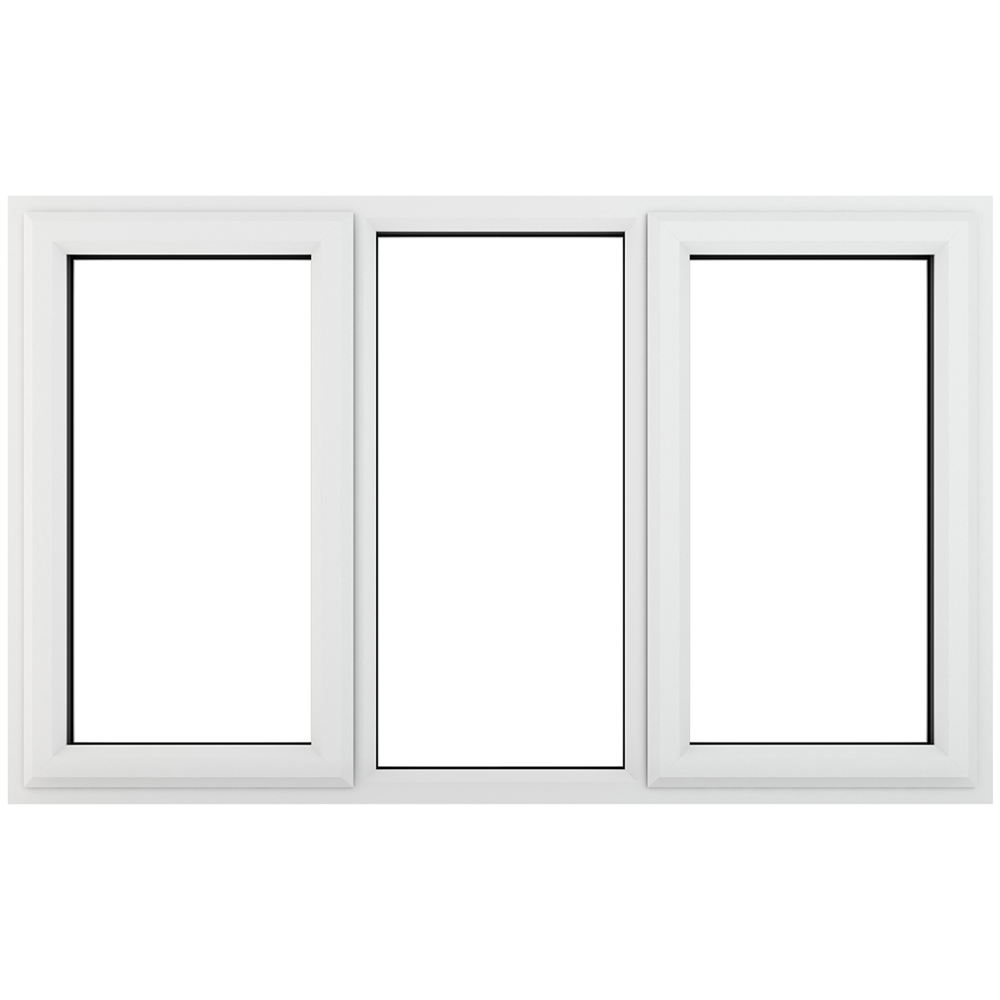 Crystal uPVC Triple Glazed Window LH & RH Side Hung Fixed Centre White Clear Glass 1770x1115mm Image 1