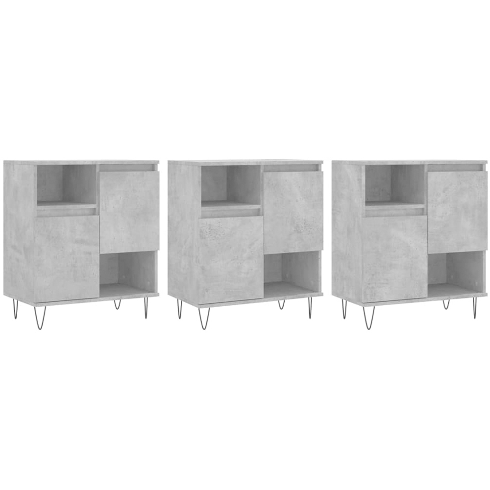 vidaXL 2 Door 2 Shelf Concrete Grey Sideboard 3 Pack Image 2