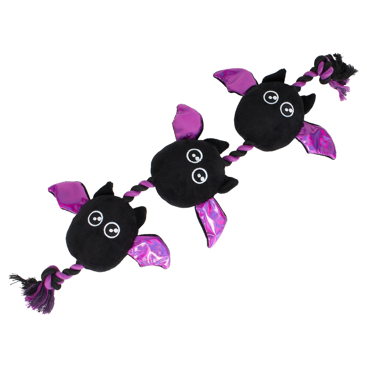 Rope Bats Squeaky Dog Toy Black Image 2