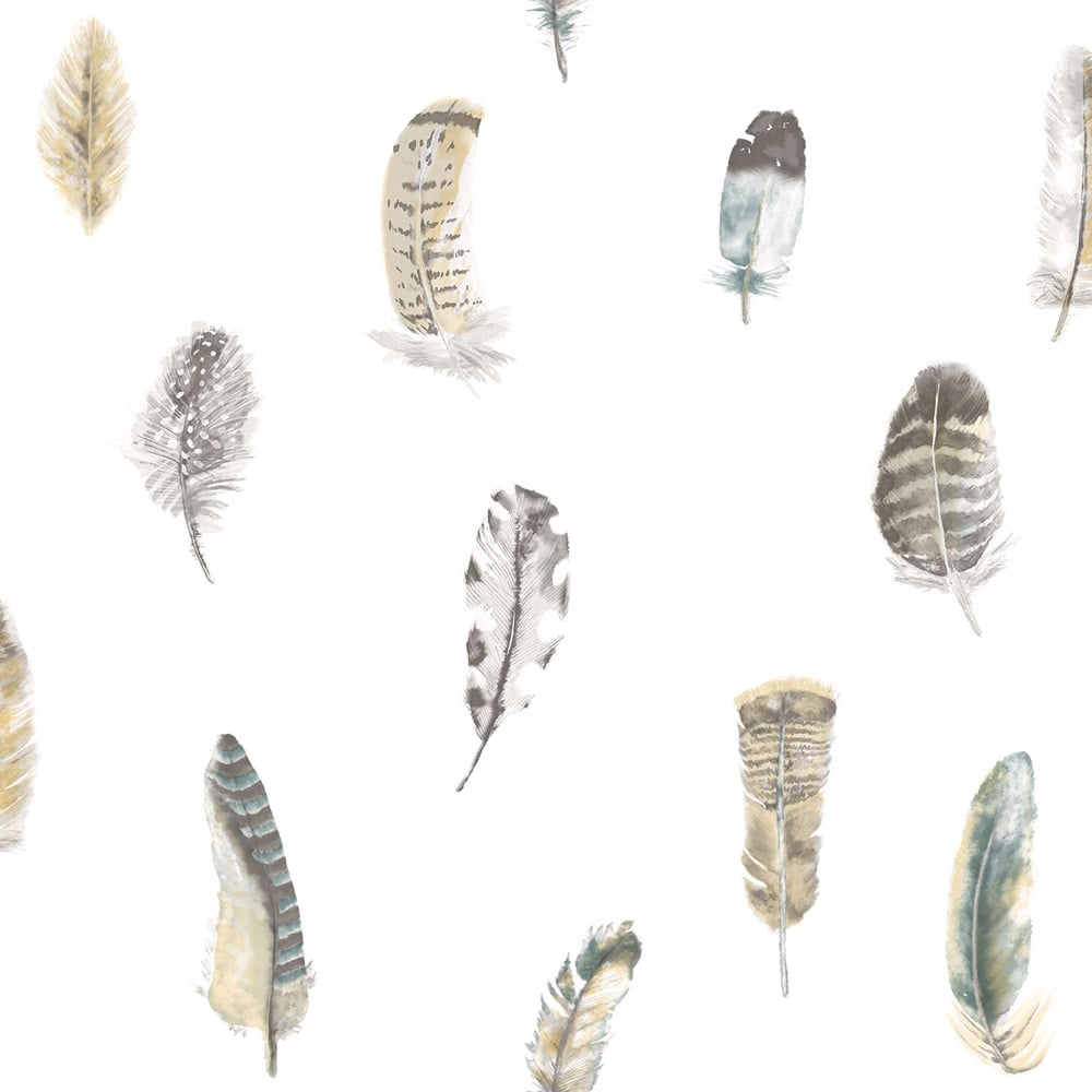Galerie Global Fusion Feathers Beige and Grey Wallpaper Image 1