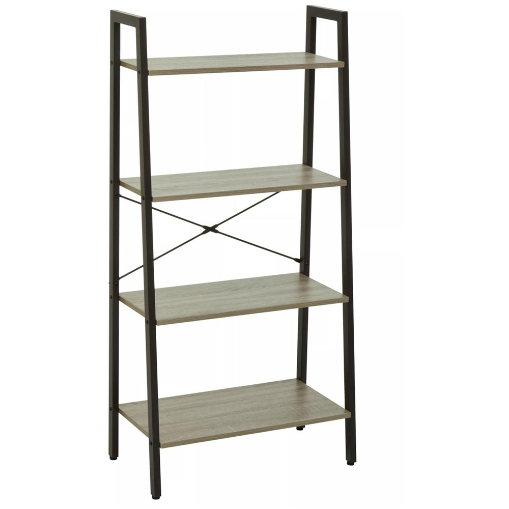 Premier Housewares Bradbury 4 Shelf Grey Oak Veneer Ladder Bookshelf Image 2