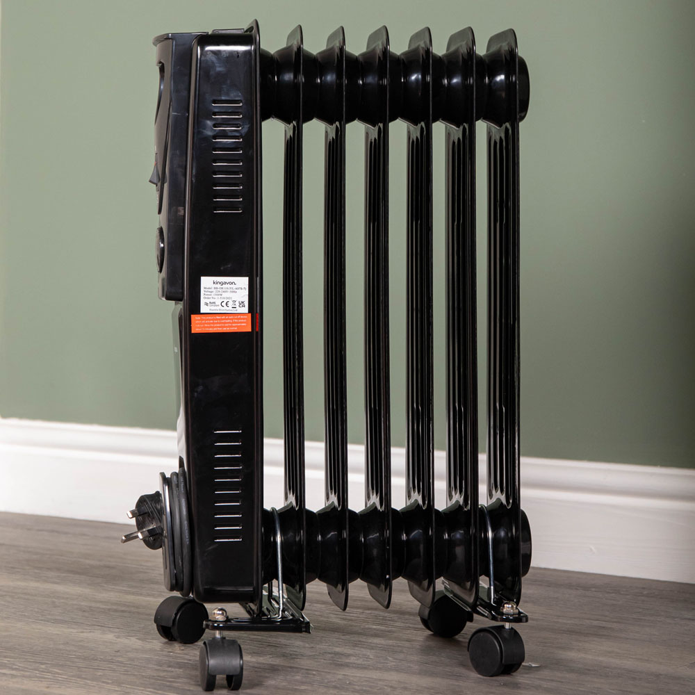 Samuel Alexander 7 Fin Black Slimline Oil Filled Heater Radiator 1500W Image 5