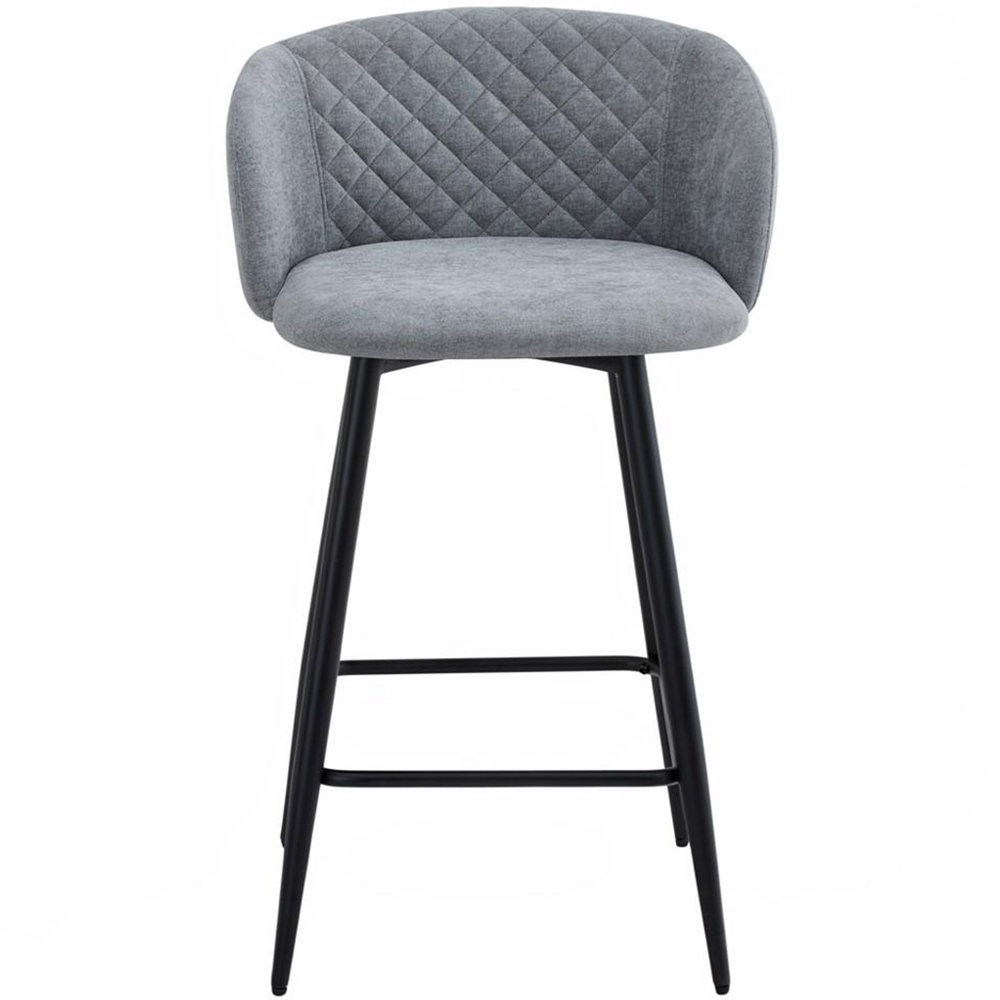 FWStyle Amara Set of 2 Grey Linen Upholstered Swivel Bar Dining Chair Image 3