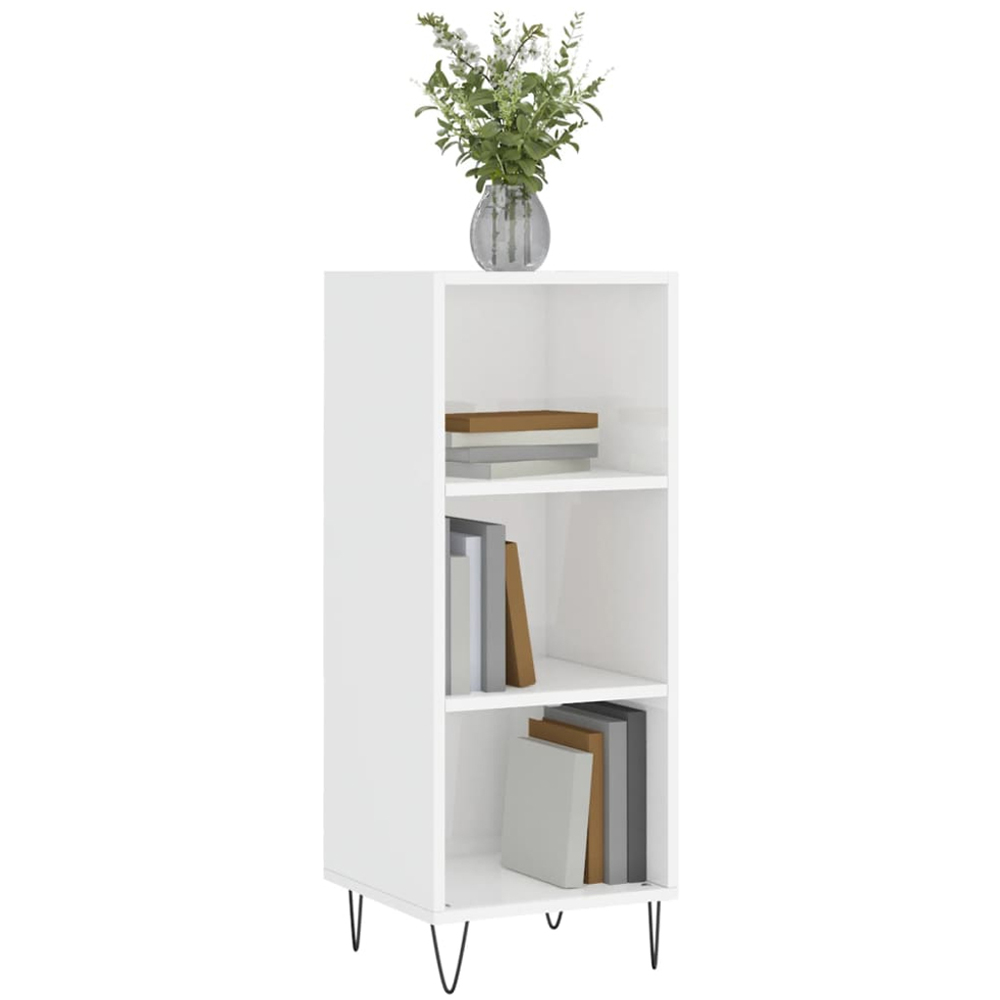 vidaXL 3 Shelf High Gloss White Sideboard Image 3