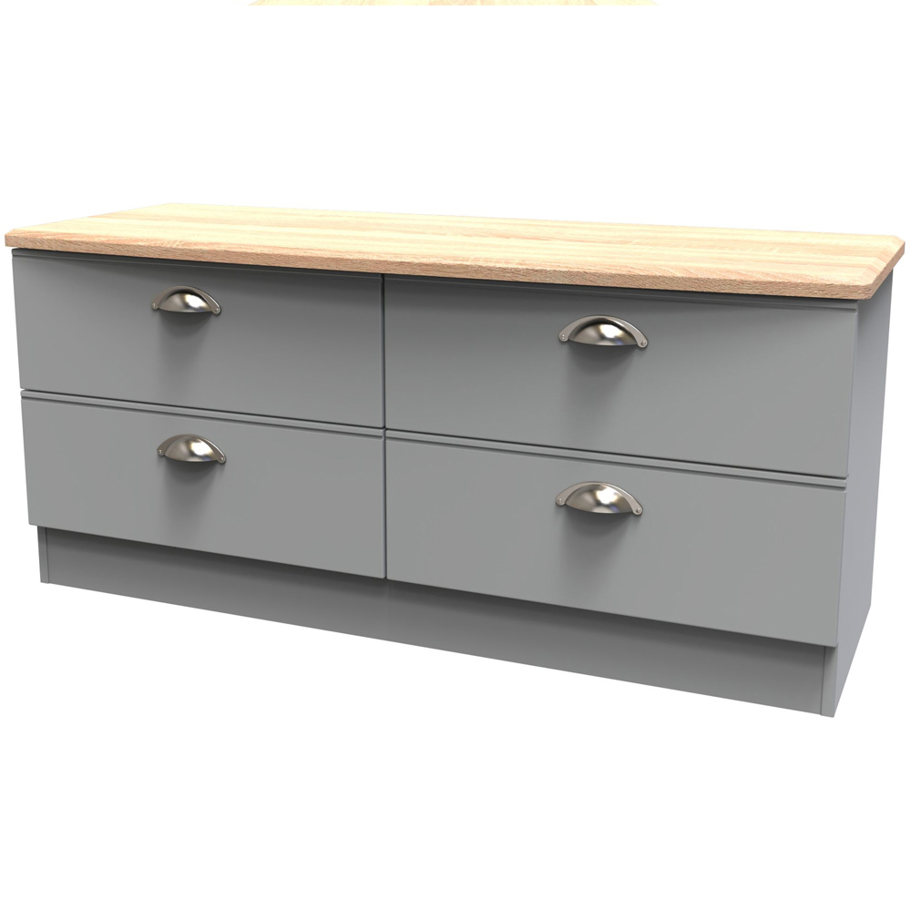 Crowndale Victoria 4 Drawer Dusk Grey and Oak Bedbox Image 4