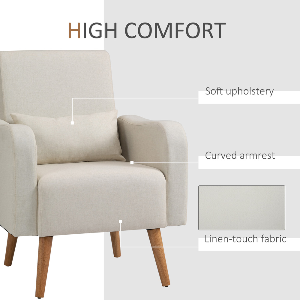Portland Cream Linen-Touch Accent Armchair Image 4