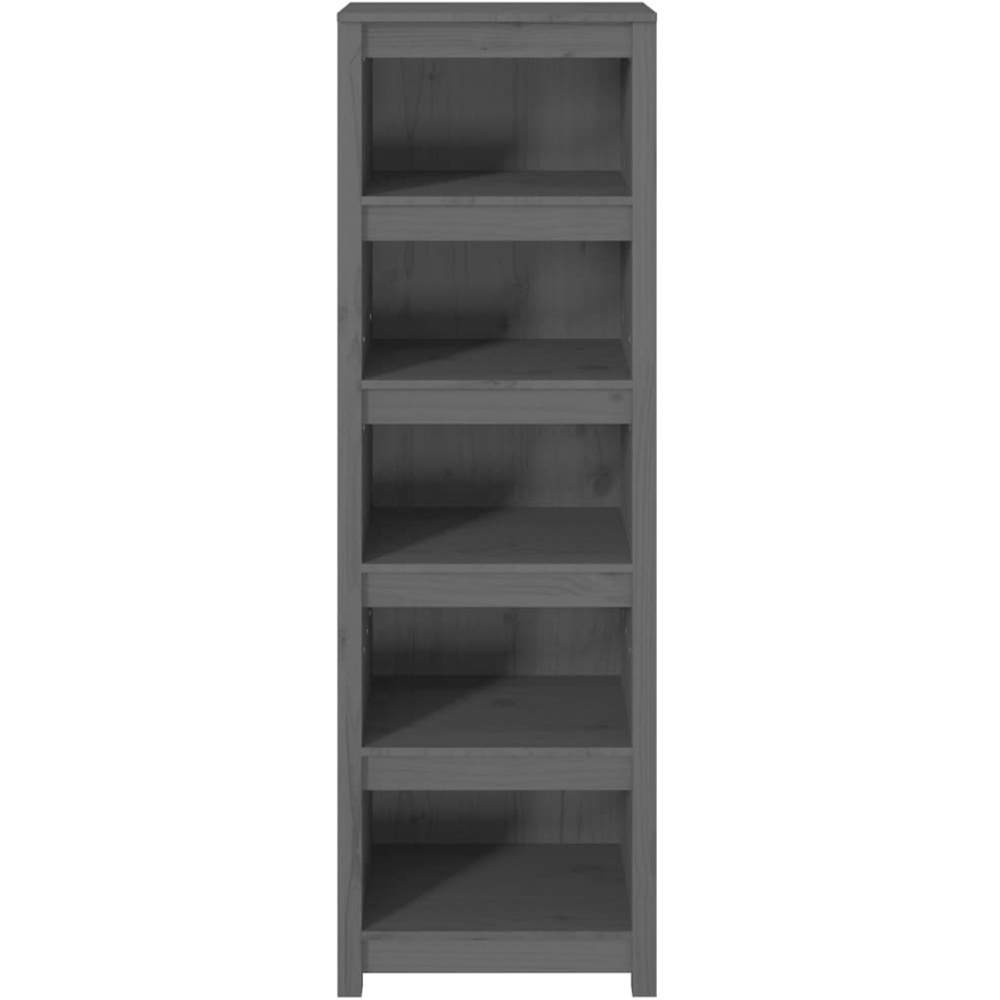 vidaXL 5 Shelf Grey Solid Pine Wood Bookcase Image 3