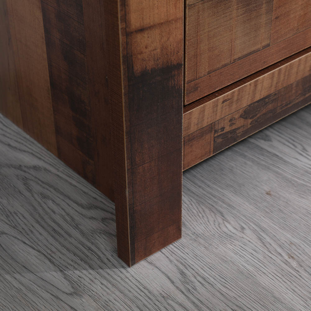 FurnitureHMD 2 Drawer Single Shelf Industrial Style Wooden Corner TV Unit Image 4