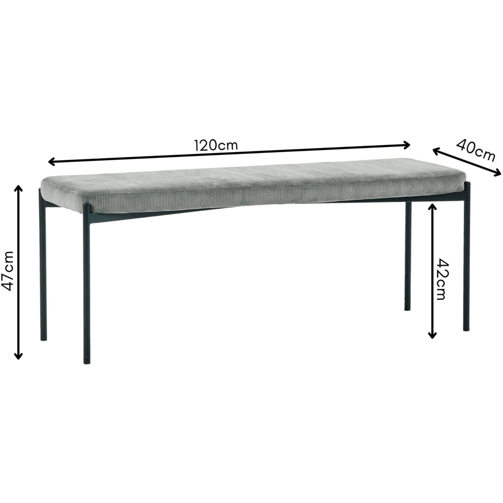 Julian Bowen Leonie 2 Seater Grey Velvet Dining Bench Image 9