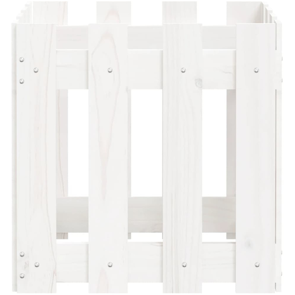 vidaXL White Solid Pine Wood Square Garden Planter 40cm Image 5