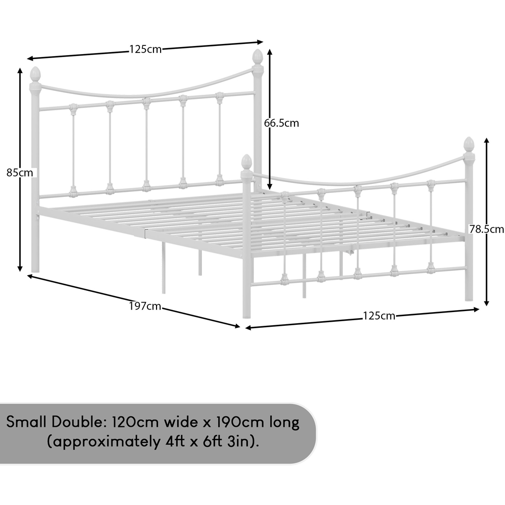 Vida Designs Paris Small Double White Metal Bed Frame Image 8