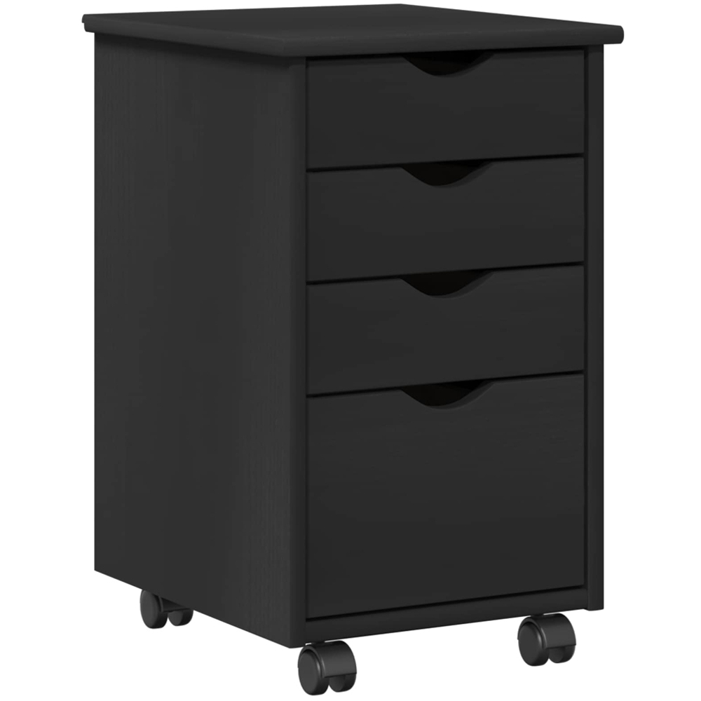 vidaXL 4 Drawer Black Rolling Storage Cabinet Image 2
