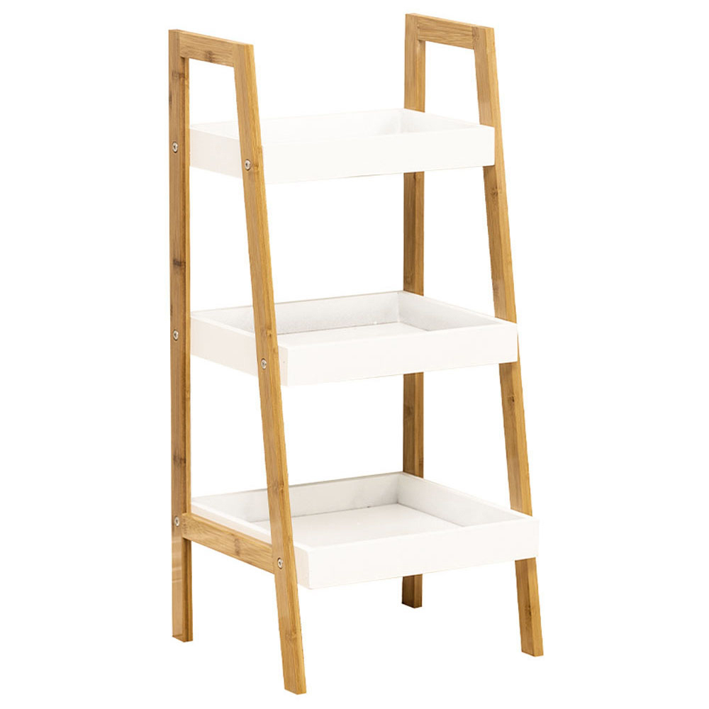 Living and Home Multi Tiered White Ladder Shelf Image 1