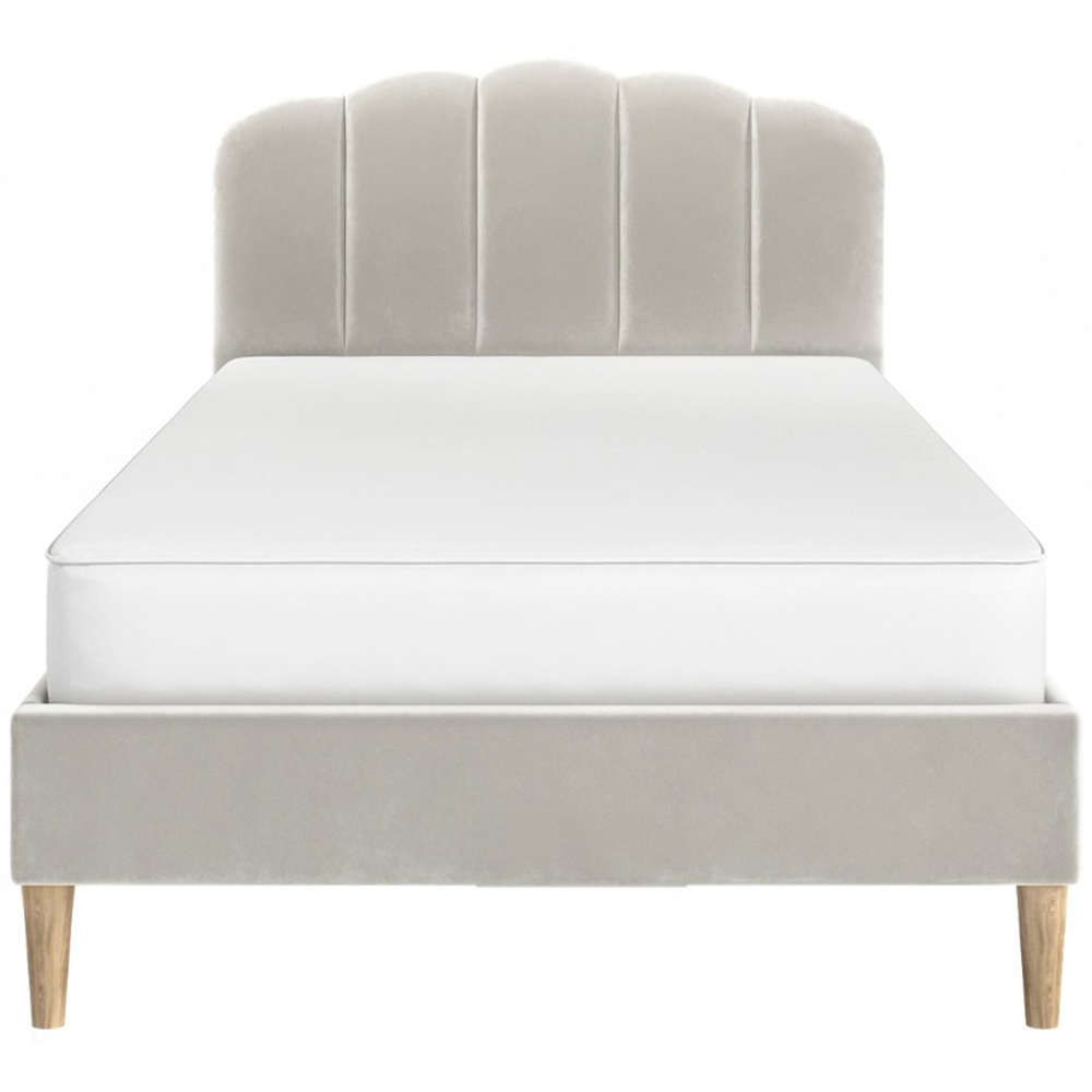 Flair Scallop Single Beige Velvet Bed Frame Image 3