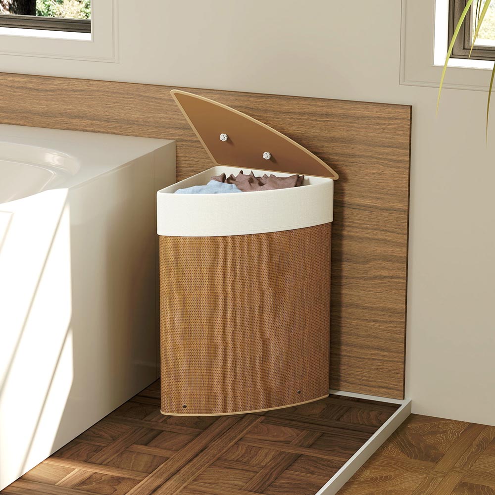 HOMCOM Brown Laundry Hamper 55L Image 4