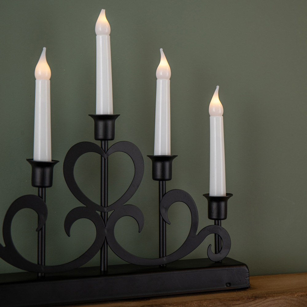 Samuel Alexander 5 Warm White LED Black Metal Light Up Christmas Candle Bridge 32cm Image 3