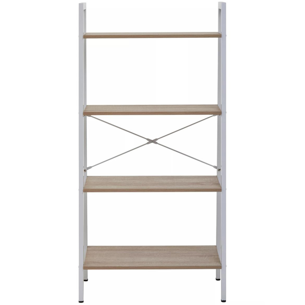 Premier Housewares Bradbury 4 Shelf Natural Oak Veneer Ladder Bookshelf Image 3