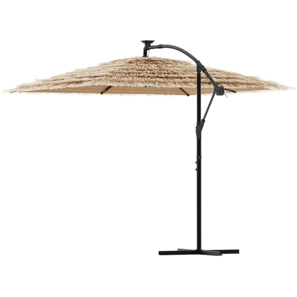 vidaXL Brown Straw Top Cantilever Parasol with Steel Pole 2.6m Image 4