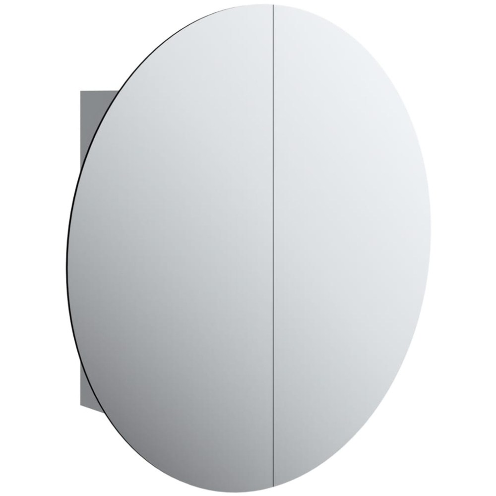 vidaXL 2 Door Grey Round LED Mirror Bathroom Cabinet Image 2
