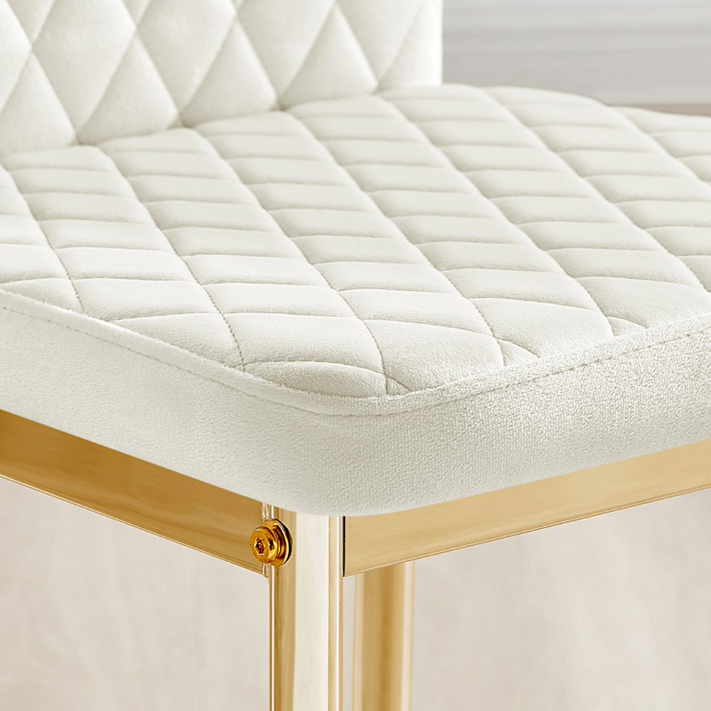 Furniturebox Copeland Valera Marble Effect 4 Seater Dining Set White Cream and Gold Image 9