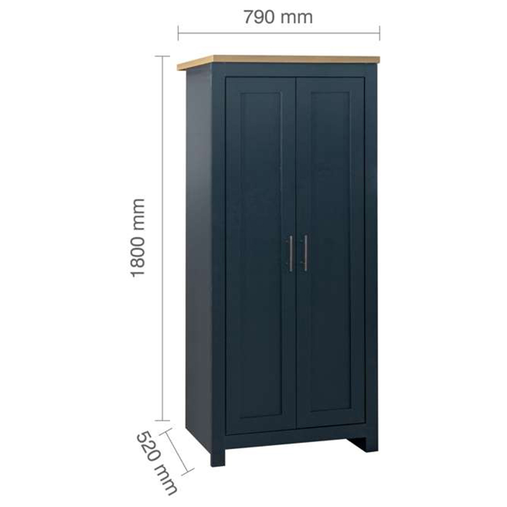 Highgate 2 Door Navy and Oak Wardrobe Image 7