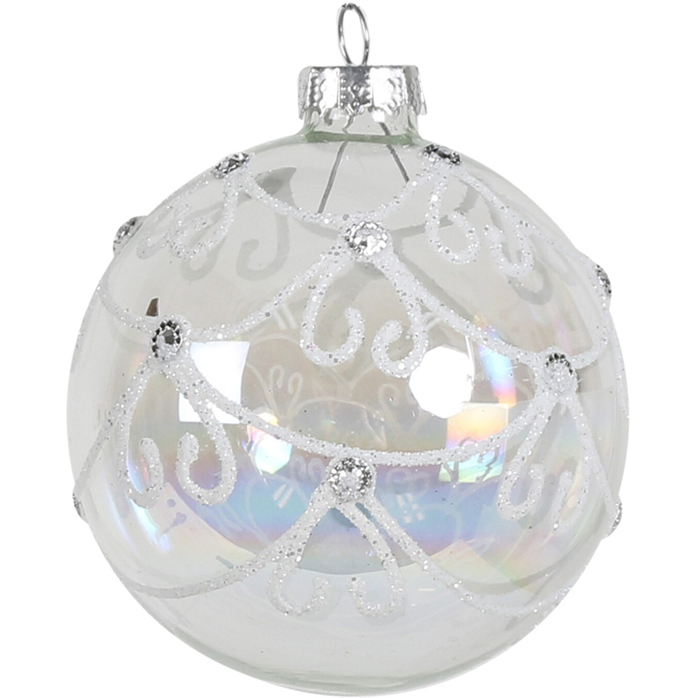 Single Frosted Fairytale Clear Swirl Glass Bauble in Assorted styles Image 2