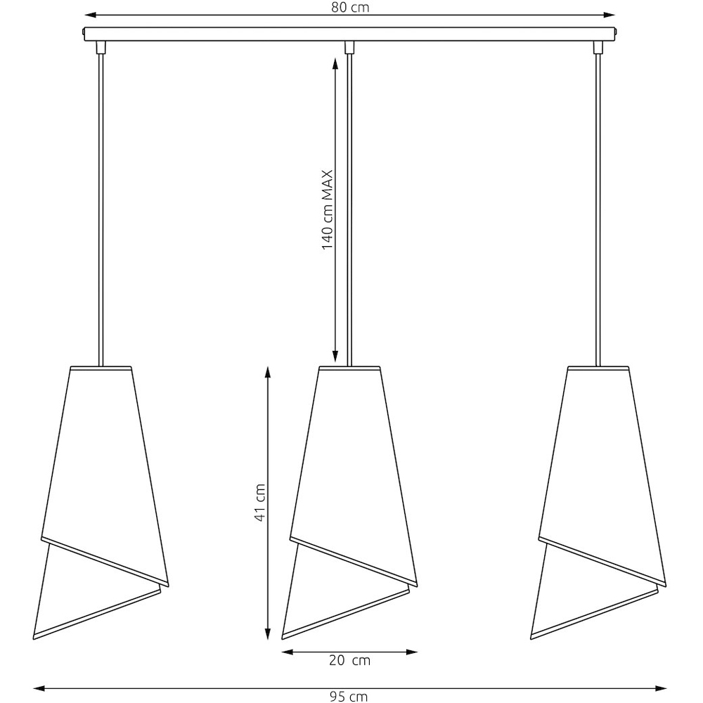 Emibig Moda 3 Light Black and Grey E27 Ceiling Pendant Light Image 8