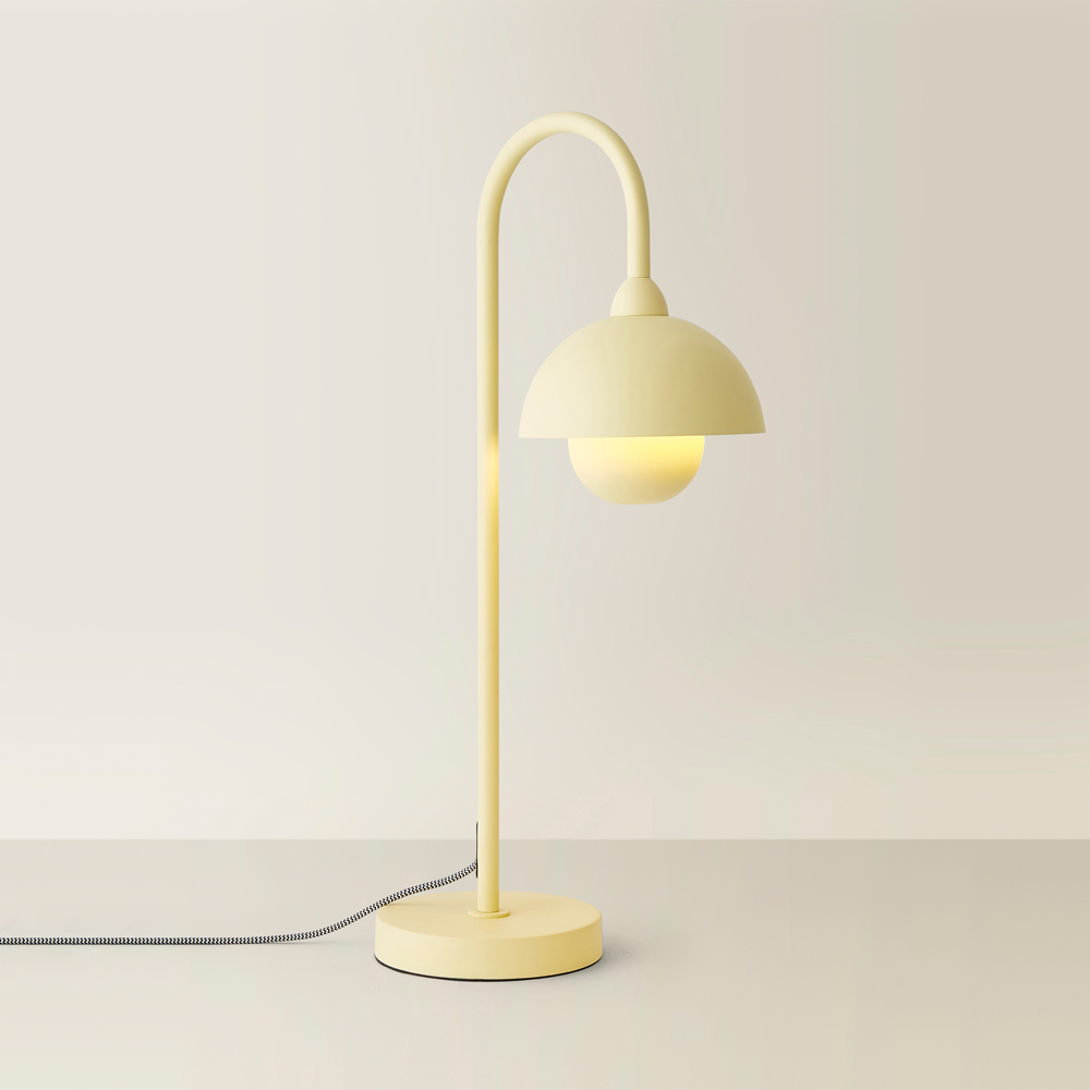 ValueLights Tilly Pastel Lemon Arched Dome Shade Metal LED Table Lamp Image 5