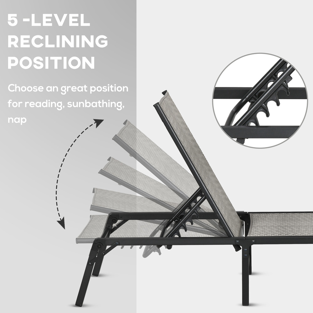 Outsunny Mixed Grey Rattan Foldable Sun Lounger Image 5
