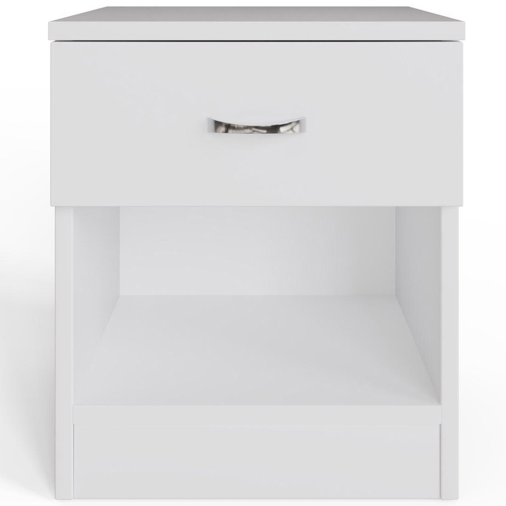 FWStyle Promo Single Drawer White Modern Bedside Table Image 4