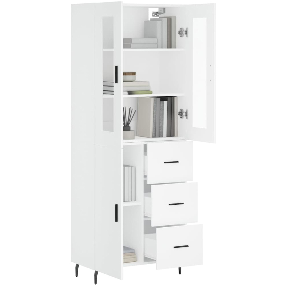 vidaXL 3 Door 3 Drawer 3 Shelf White Highboard Image 3