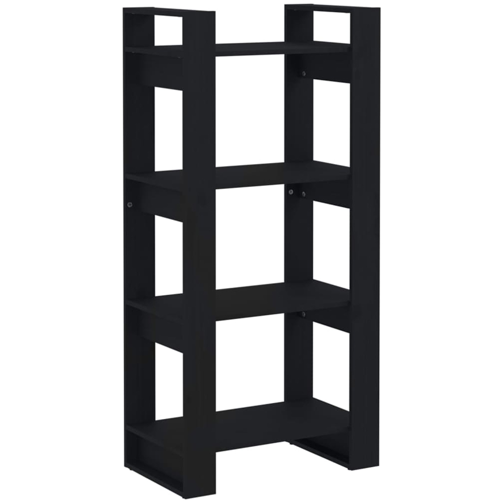 vidaXL 4 Shelf Black Solid Wood Bookcase Image 2