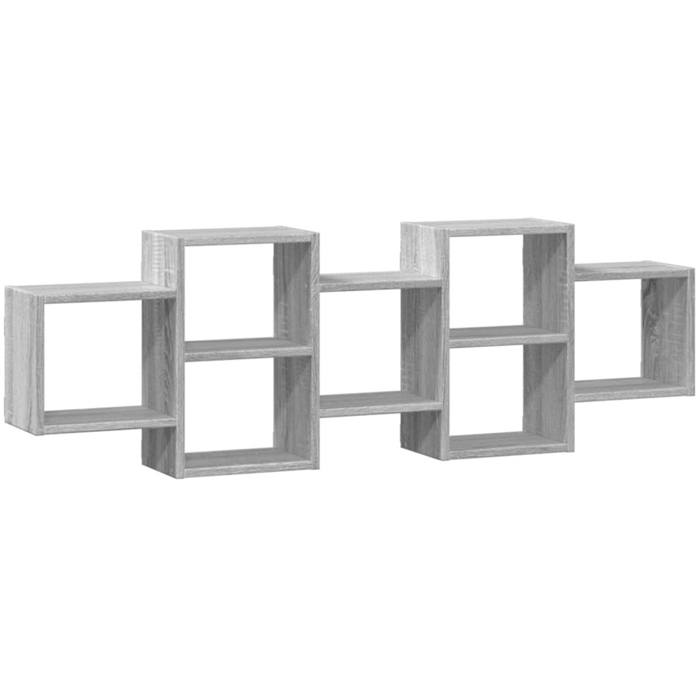 vidaXL 8 Shelf Grey Sonoma Floating Wall Shelf Image 1