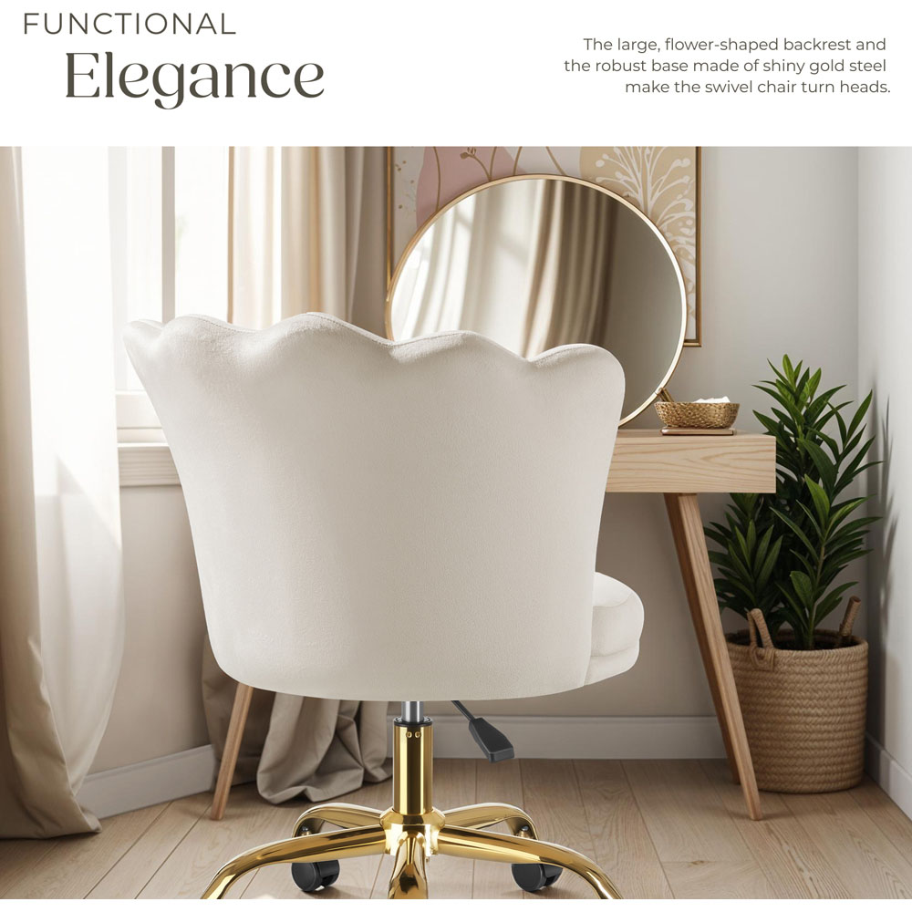 Tectake Stella Cream Soft Velvet Tulip Seat Desk Chair Image 4