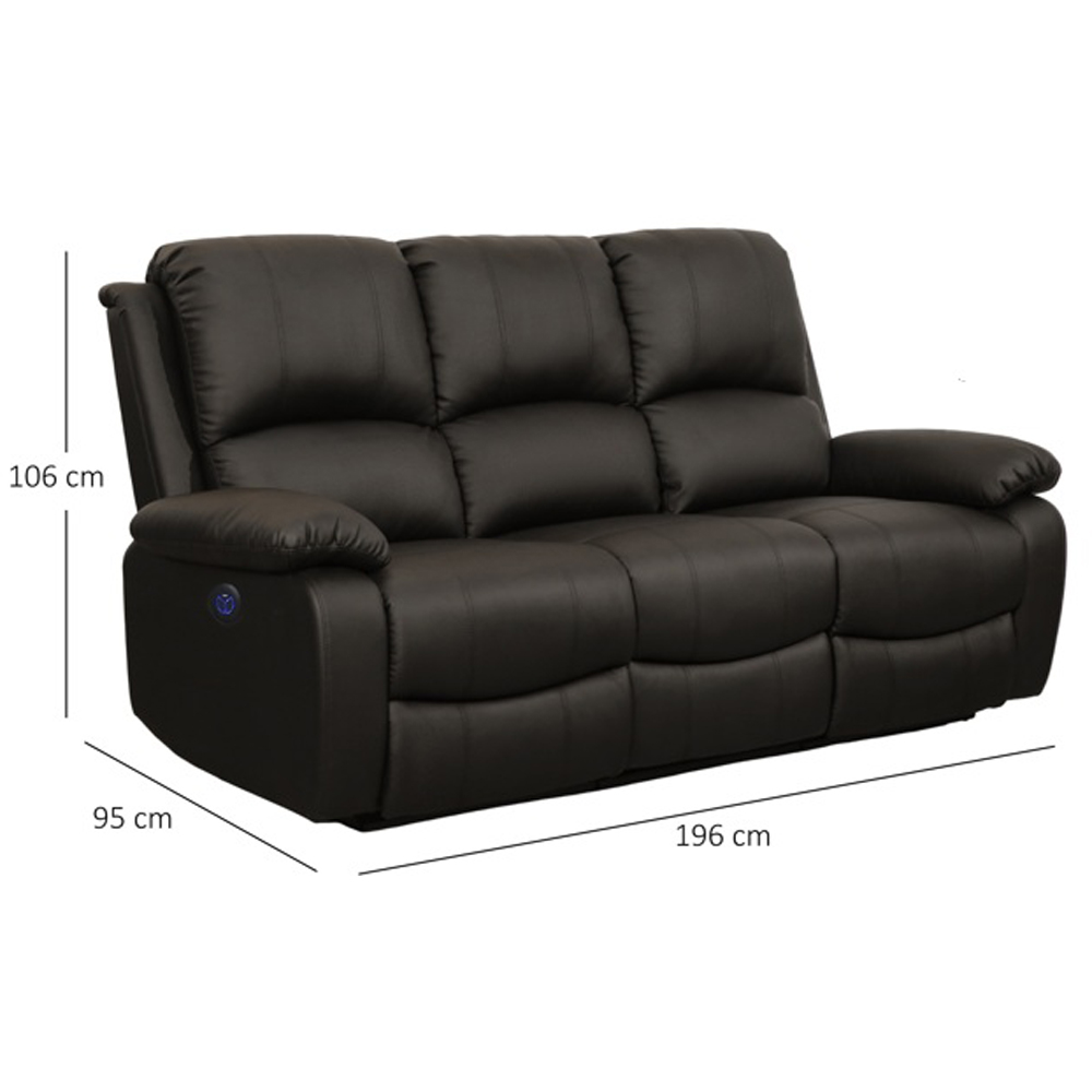 Comfy Living 5 Seater Brown PU Leather Electric Recliner Sofa Set Image 9