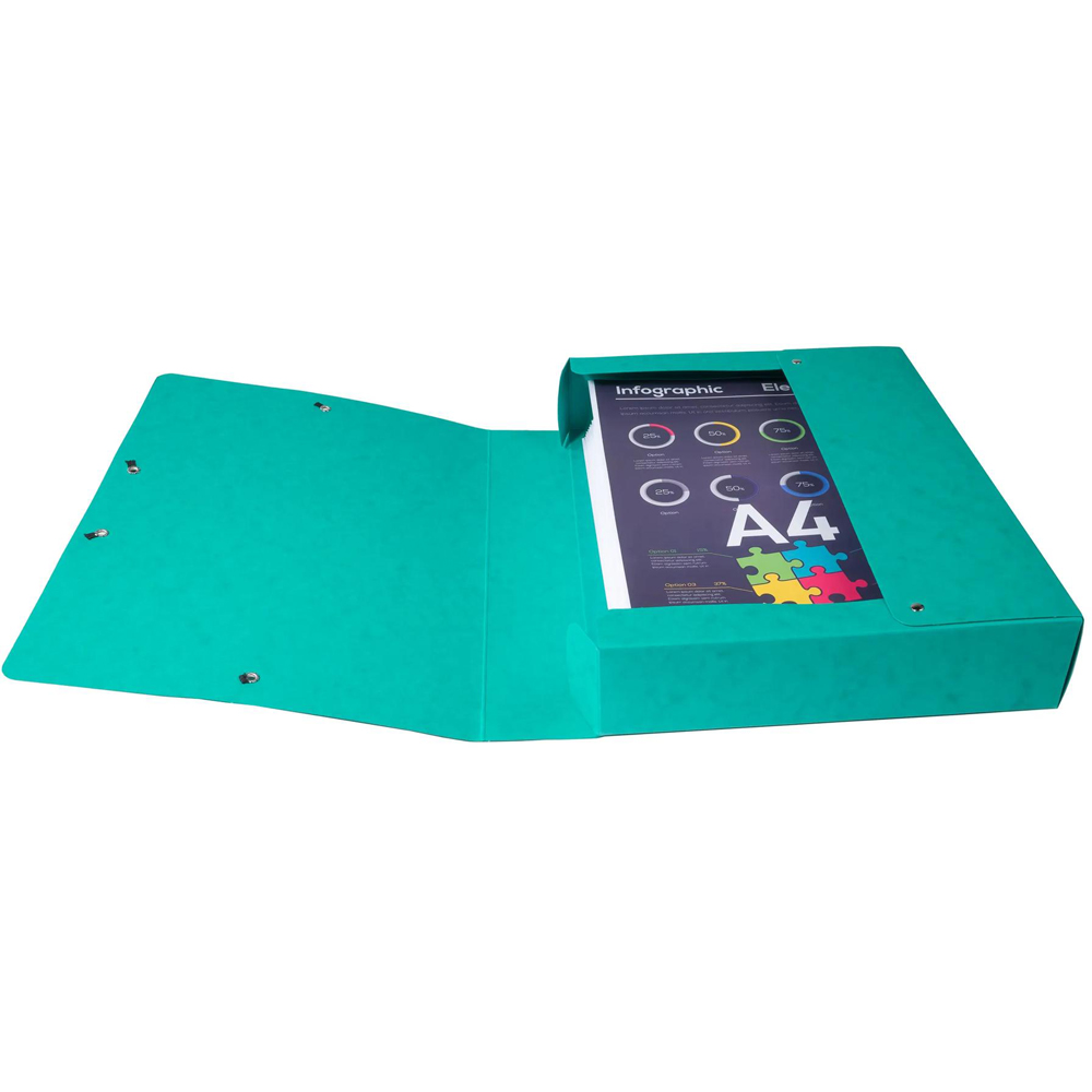 Exacopmta A4 Green Pressboard Box File 60mm 8 Pack Image 3