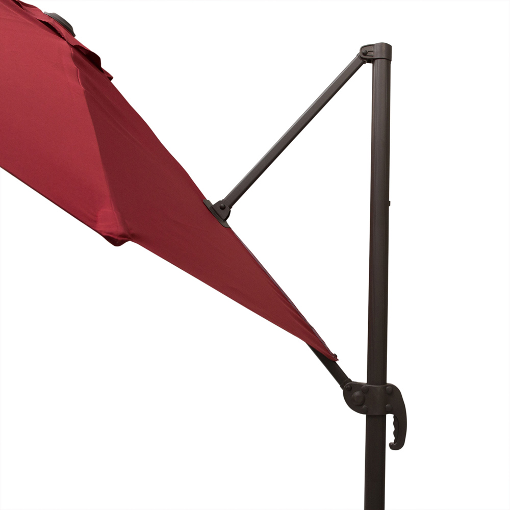 Outsunny Wine Red Cantilever Hanging Parasol with Cross Base 3m Image 3