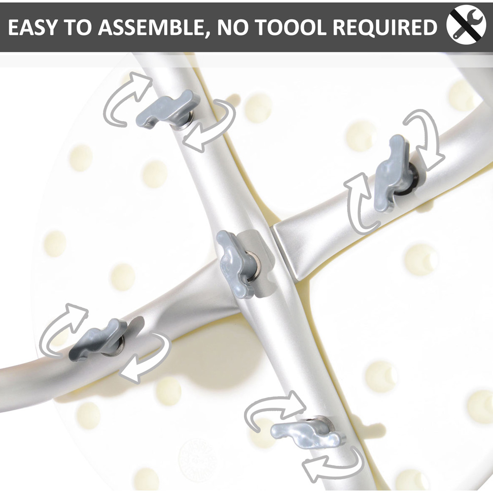HOMCOM Height Adjustable Aluminium Shower Stool Cream White Image 6